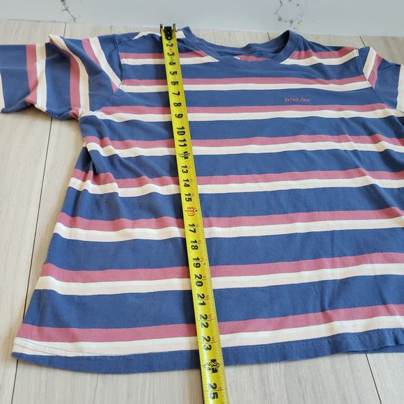 Dickies T Shirt Womens 1X Red Blue Striped Embroidered Retro Long Baby Tee - Picture 8 of 10